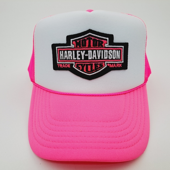 Essencial Accessories - Harley Davidson Women's Pink Embroidered Patch Cap